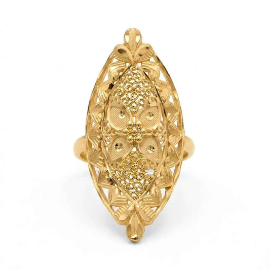 Gold Plated Vintage Filigree Statement Ring for Women | Adjustable Designer Cocktail Ring - GEHNA OFFICIAL