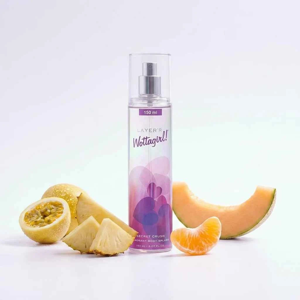 layer'r wottagirl secret crush perfumed body splash for women 150ml long lasting fragrance mist