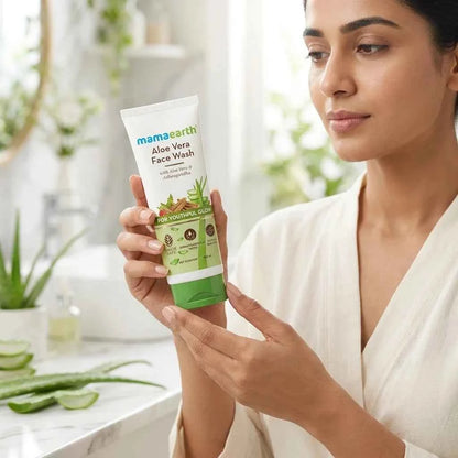 Mamaearth Aloe Vera Face Wash 100ml with Aloe Vera & Ashwagandha | Hydrating Face Wash for Youthful Glow | For All Skin Types