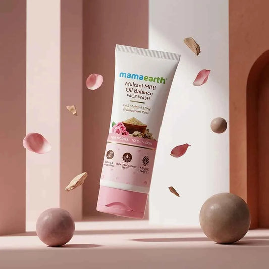 Mamaearth Multani Mitti Oil Balance Face Wash 100ml with Multani Mitti & Bulgarian Rose | Oil Control Face Wash for Normal to Oily Skin - GEHNA OFFICIAL