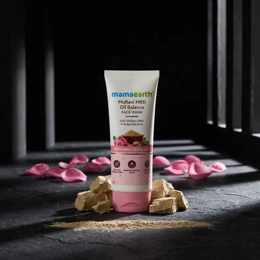 Mamaearth Multani Mitti Oil Balance Face Wash 100ml with Multani Mitti & Bulgarian Rose | Oil Control Face Wash for Normal to Oily Skin - GEHNA OFFICIAL