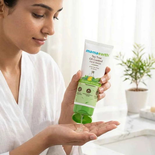 Mamaearth Tea Tree Oil Control Face Wash 100ml with Tea Tree & Neem | Oil Control Face Wash for Normal to Oily Skin - GEHNA OFFICIAL