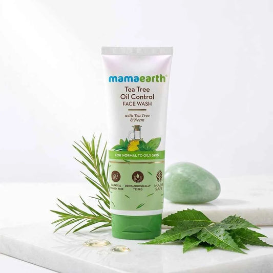 Mamaearth Tea Tree Oil Control Face Wash 100ml with Tea Tree & Neem | Oil Control Face Wash for Normal to Oily Skin - GEHNA OFFICIAL