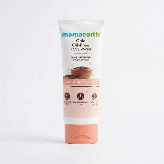 Mamaearth Chia Oil Free Face Wash 100ml with Chia Seed & Ceramides | Oil Free Face Cleanser for Normal to Oily Skin - GEHNA OFFICIAL