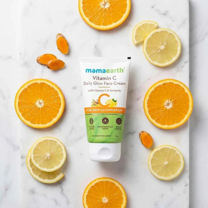 Mamaearth Vitamin C Daily Glow Face Cream 35g with Vitamin C & Turmeric | Brightening Face Moisturizer for Skin Illumination