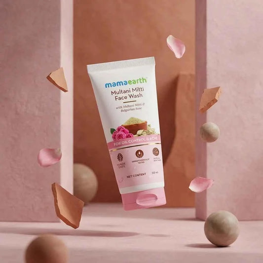Mamaearth Multani Mitti Face Wash 50ml for Oil Control & Acne | With Multani Mitti & Bulgarian Rose | Deep Cleansing Face Wash - GEHNA OFFICIAL