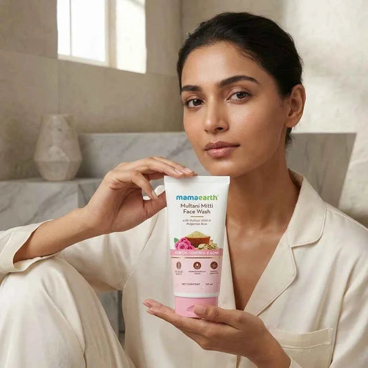 Mamaearth Multani Mitti Face Wash 50ml for Oil Control & Acne | With Multani Mitti & Bulgarian Rose | Deep Cleansing Face Wash - GEHNA OFFICIAL