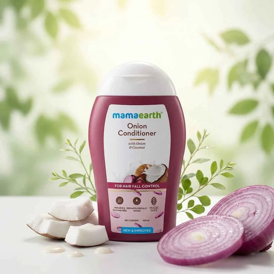 Mamaearth Onion Conditioner 100ml with Onion & Coconut | Hair Fall Control Conditioner for Strong, Smooth & Healthy Hair - GEHNA OFFICIAL