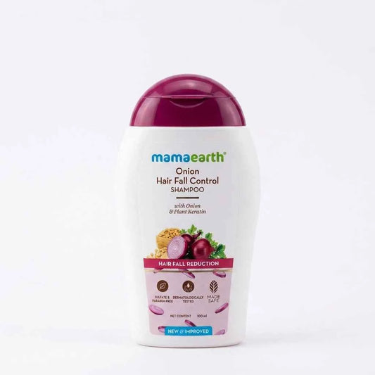 Mamaearth Onion Hair Fall Control Shampoo 100ml with Onion & Plant Keratin | Sulphate Free Hair Fall Reduction Shampoo - GEHNA OFFICIAL