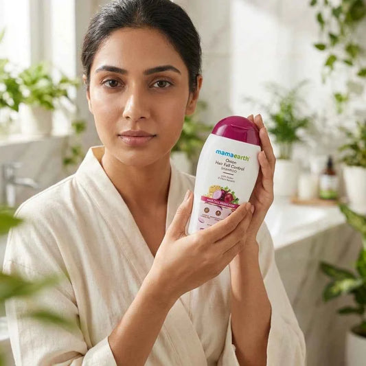 Mamaearth Onion Hair Fall Control Shampoo 100ml with Onion & Plant Keratin | Sulphate Free Hair Fall Reduction Shampoo - GEHNA OFFICIAL