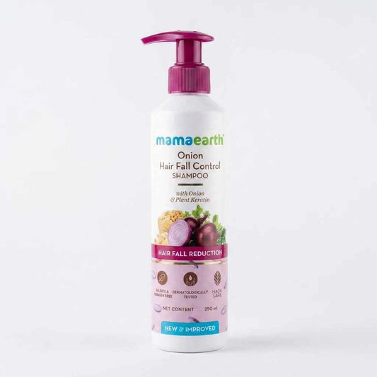 Mamaearth Onion Hair Fall Control Shampoo 250ml with Onion & Plant Keratin | Hair Fall Reduction Shampoo for Strong & Healthy Hair - GEHNA OFFICIAL