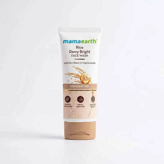 Mamaearth Rice Dewy Bright Face Wash 100ml with Rice Water & Niacinamide | Glass Skin Face Wash for All Skin Types - GEHNA OFFICIAL