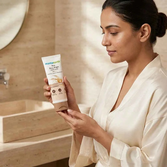 Mamaearth Rice Dewy Bright Face Wash 100ml with Rice Water & Niacinamide | Glass Skin Face Wash for All Skin Types - GEHNA OFFICIAL