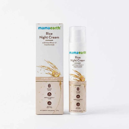 Mamaearth Rice Night Cream 50g with Rice Water & Niacinamide | Overnight Brightening & Hydrating Face Cream for Glass Skin