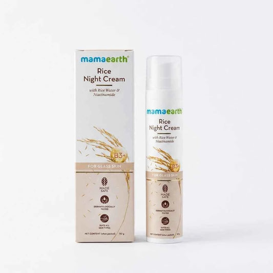 Mamaearth Rice Night Cream 50g with Rice Water & Niacinamide | Overnight Brightening & Hydrating Face Cream for Glass Skin - GEHNA OFFICIAL