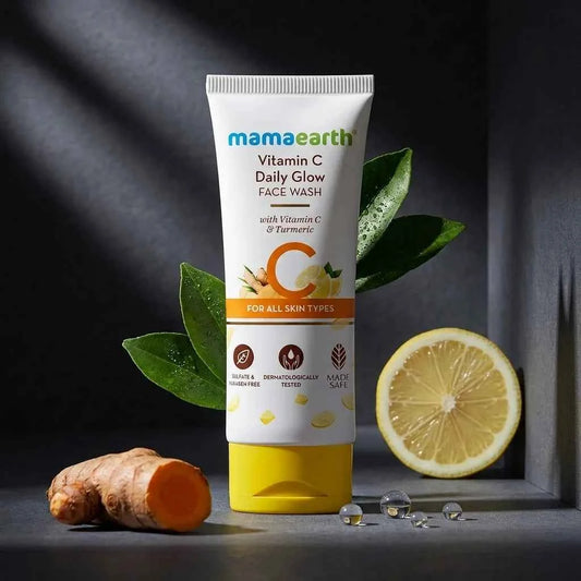 Mamaearth Vitamin C Daily Glow Face Wash 100ml with Vitamin C & Turmeric | Brightening Face Wash for Glowing Skin | For All Skin Types - GEHNA OFFICIAL