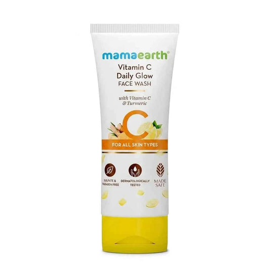 Mamaearth Vitamin C Daily Glow Face Wash 100ml with Vitamin C & Turmeric | Brightening Face Wash for Glowing Skin | For All Skin Types - GEHNA OFFICIAL