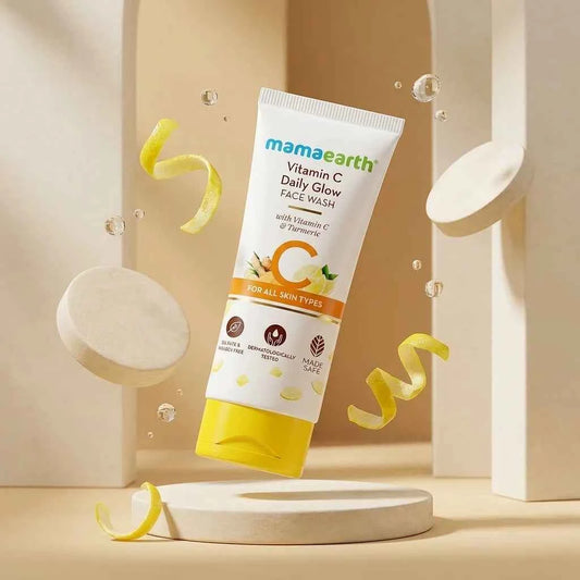 Mamaearth Vitamin C Daily Glow Face Wash 100ml with Vitamin C & Turmeric | Brightening Face Wash for Glowing Skin | For All Skin Types - GEHNA OFFICIAL