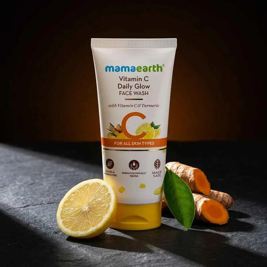 Mamaearth Vitamin C Daily Glow Face Wash 50ml with Vitamin C & Turmeric | Brightening Face Wash for Glowing Skin | For All Skin Types