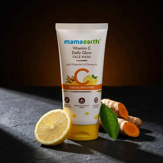 Mamaearth Vitamin C Daily Glow Face Wash 50ml with Vitamin C & Turmeric | Brightening Face Wash for Glowing Skin | For All Skin Types - GEHNA OFFICIAL