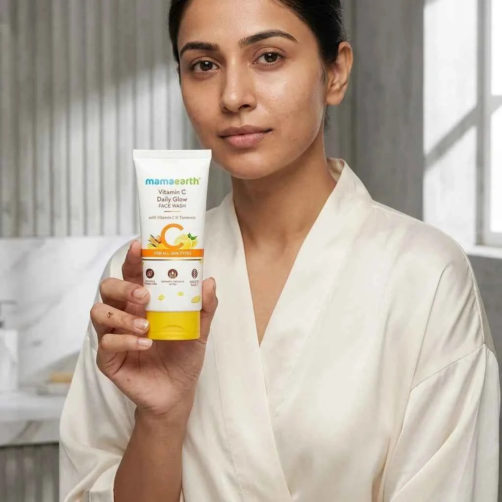 Mamaearth Vitamin C Daily Glow Face Wash 50ml with Vitamin C & Turmeric | Brightening Face Wash for Glowing Skin | For All Skin Types