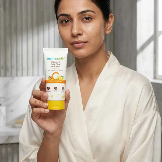 Mamaearth Vitamin C Daily Glow Face Wash 50ml with Vitamin C & Turmeric | Brightening Face Wash for Glowing Skin | For All Skin Types - GEHNA OFFICIAL