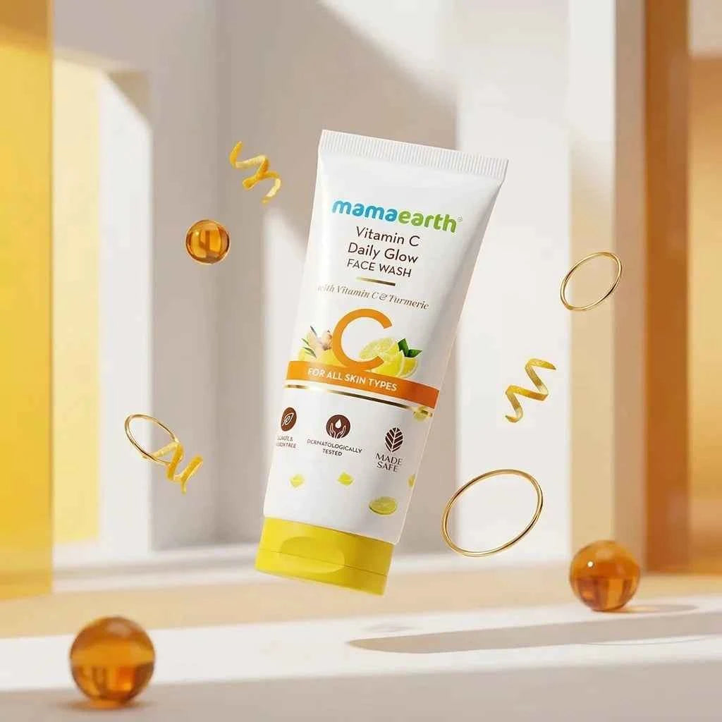 Mamaearth Vitamin C Daily Glow Face Wash 50ml with Vitamin C & Turmeric | Brightening Face Wash for Glowing Skin | For All Skin Types