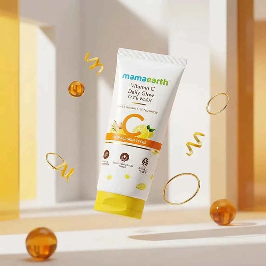 Mamaearth Vitamin C Daily Glow Face Wash 50ml with Vitamin C & Turmeric | Brightening Face Wash for Glowing Skin | For All Skin Types - GEHNA OFFICIAL