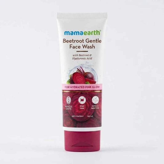 Mamaearth Beetroot Gentle Face Wash 100ml with Beetroot & Hyaluronic Acid | Hydrating Face Wash for Pink Glow | Soap Free - GEHNA OFFICIAL