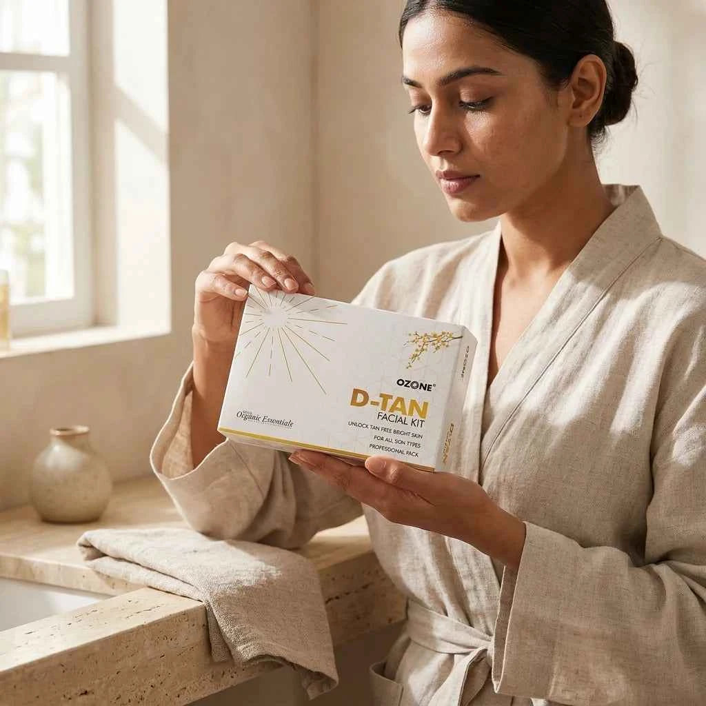 ozone d tan facial kit for all skin types, professional de tan facial kit for bright & radiant skin