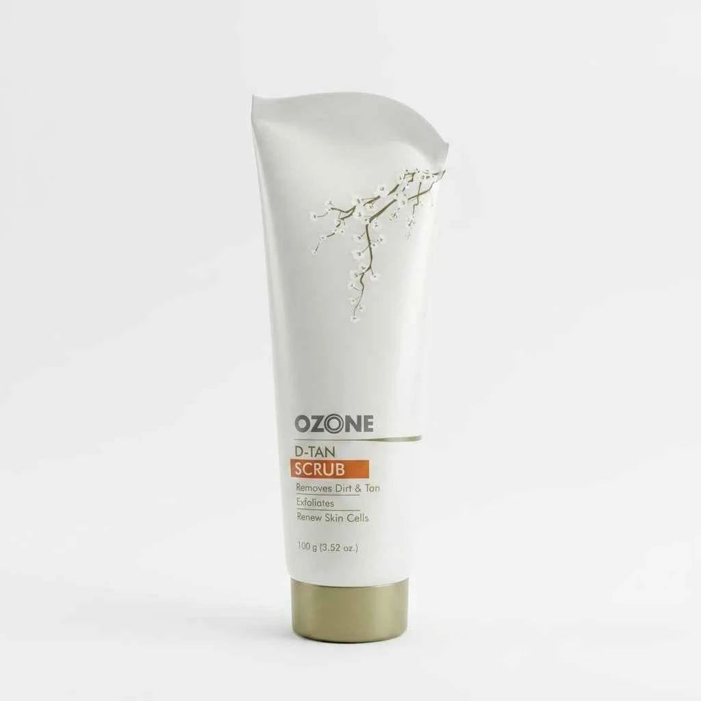 ozone d tan scrub 100g | de tan face & body scrub for exfoliating and brighter looking skin