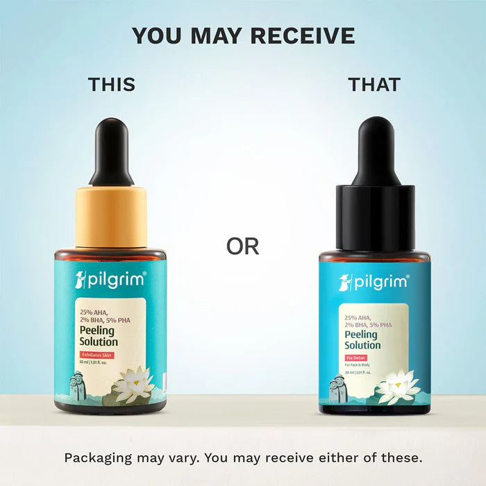Pilgrim 25% AHA, 2% BHA & 5% PHA Peeling Solution for De Tan & Exfoliation | Face & Body Peel | All Skin Types | 30ml - GEHNA OFFICIAL