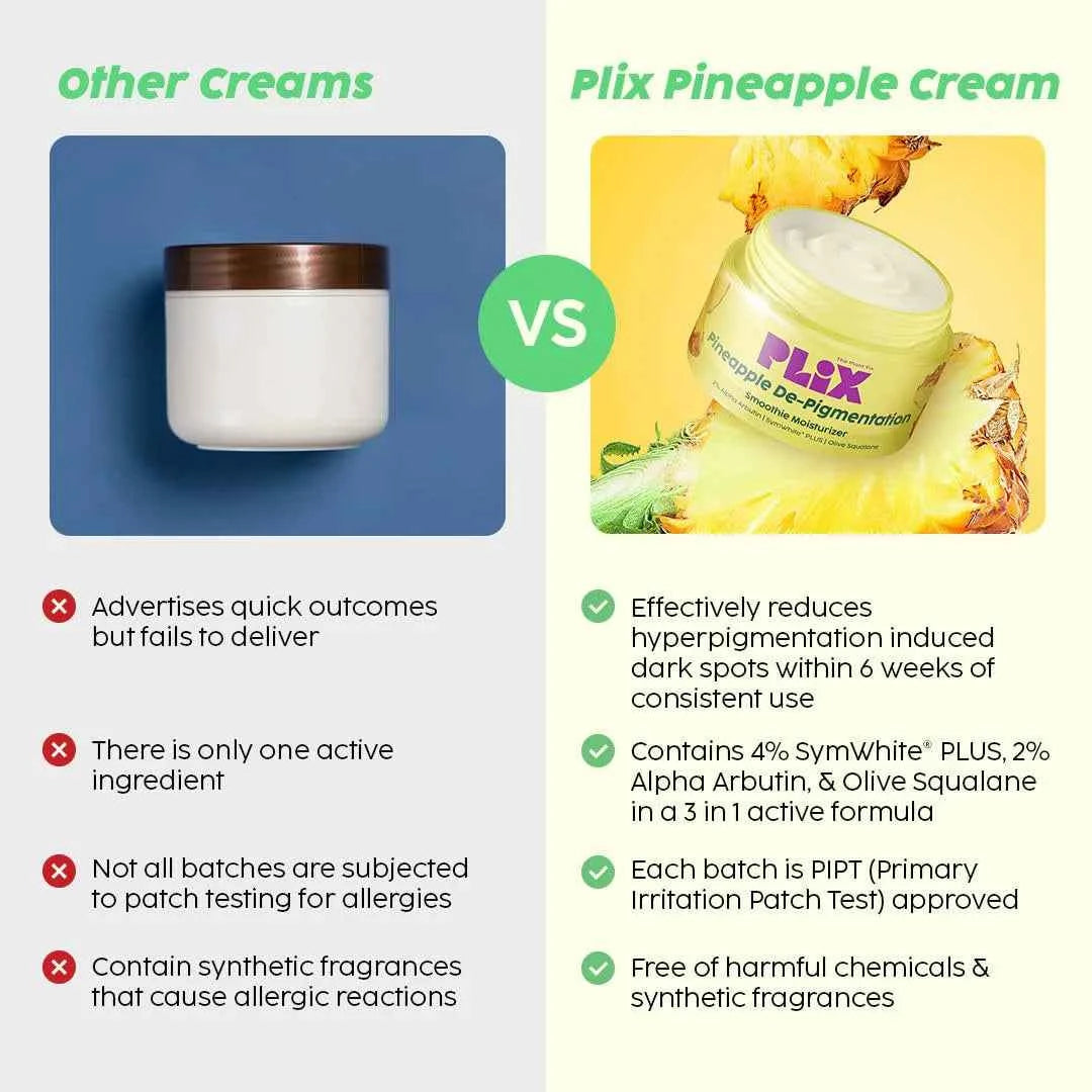 PLIX Pineapple De-Pigmentation Moisturizer – 2% Alpha Arbutin & SymWhite+ (50g) - GEHNA OFFICIAL