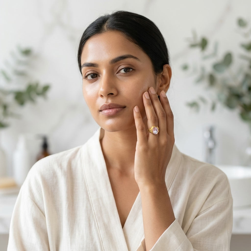 white Stone Gold Plated Ring for Women | Classic Designer Statement Ring