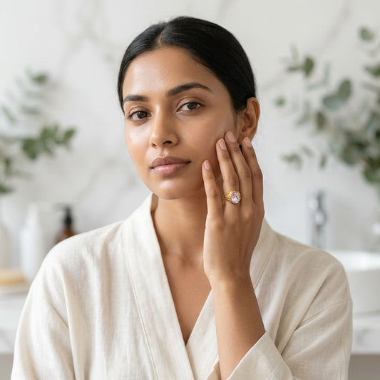 white Stone Gold Plated Ring for Women | Classic Designer Statement Ring