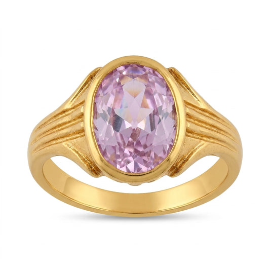 white Stone Gold Plated Ring for Women | Classic Designer Statement Ring
