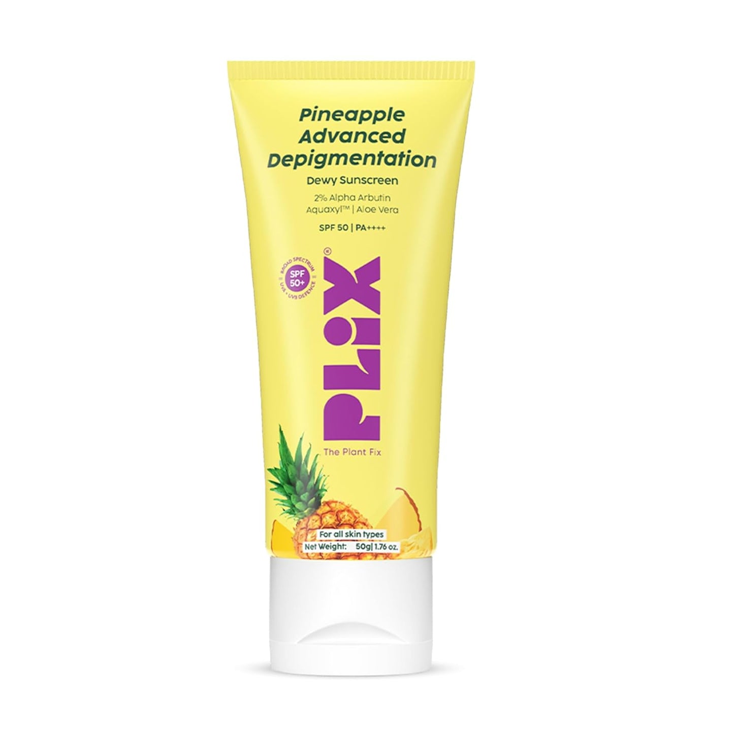 lix pineapple depigmentation dewy sunscreen – spf 50 pa++++ (50g) - gehna official
