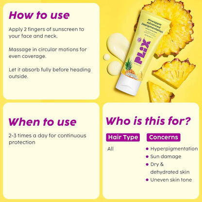 LIX Pineapple Depigmentation Dewy Sunscreen – SPF 50 PA++++ (50g) - GEHNA OFFICIAL