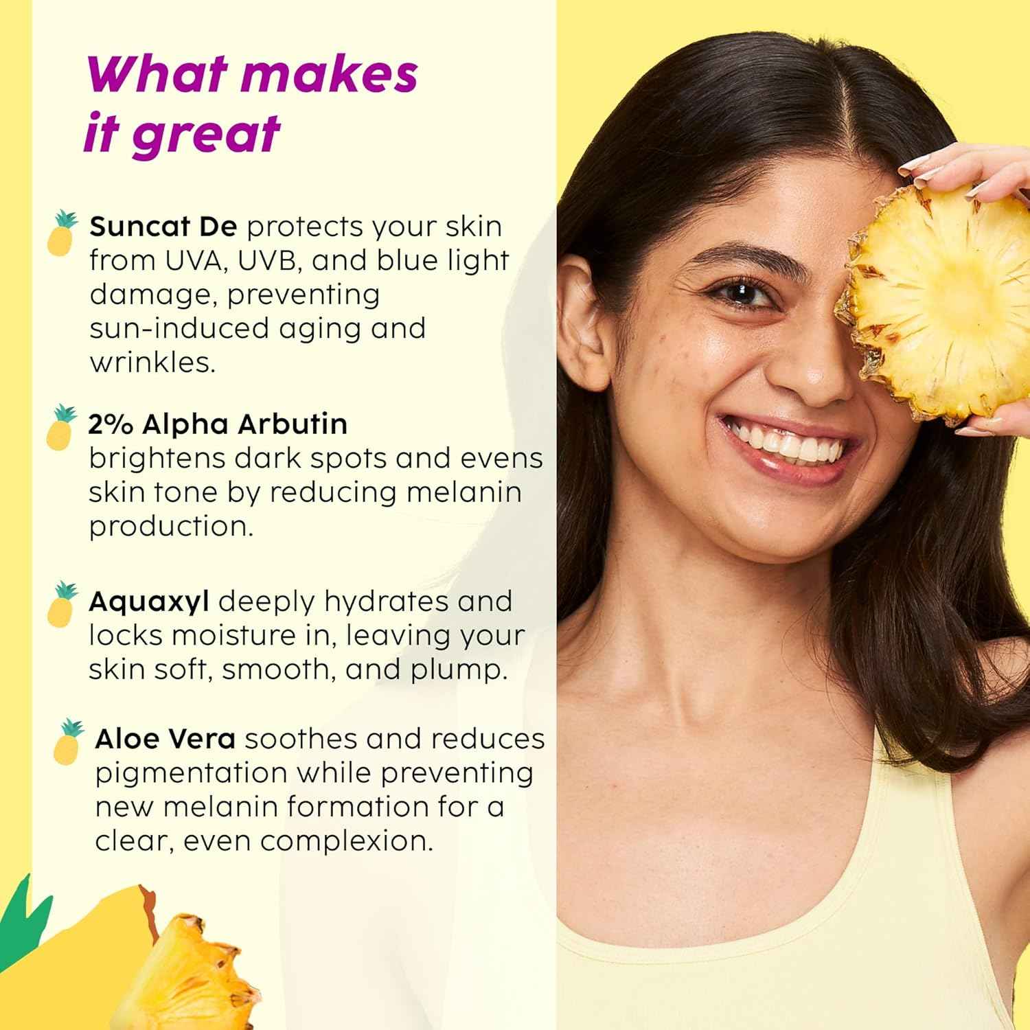 LIX Pineapple Depigmentation Dewy Sunscreen – SPF 50 PA++++ (50g) - GEHNA OFFICIAL
