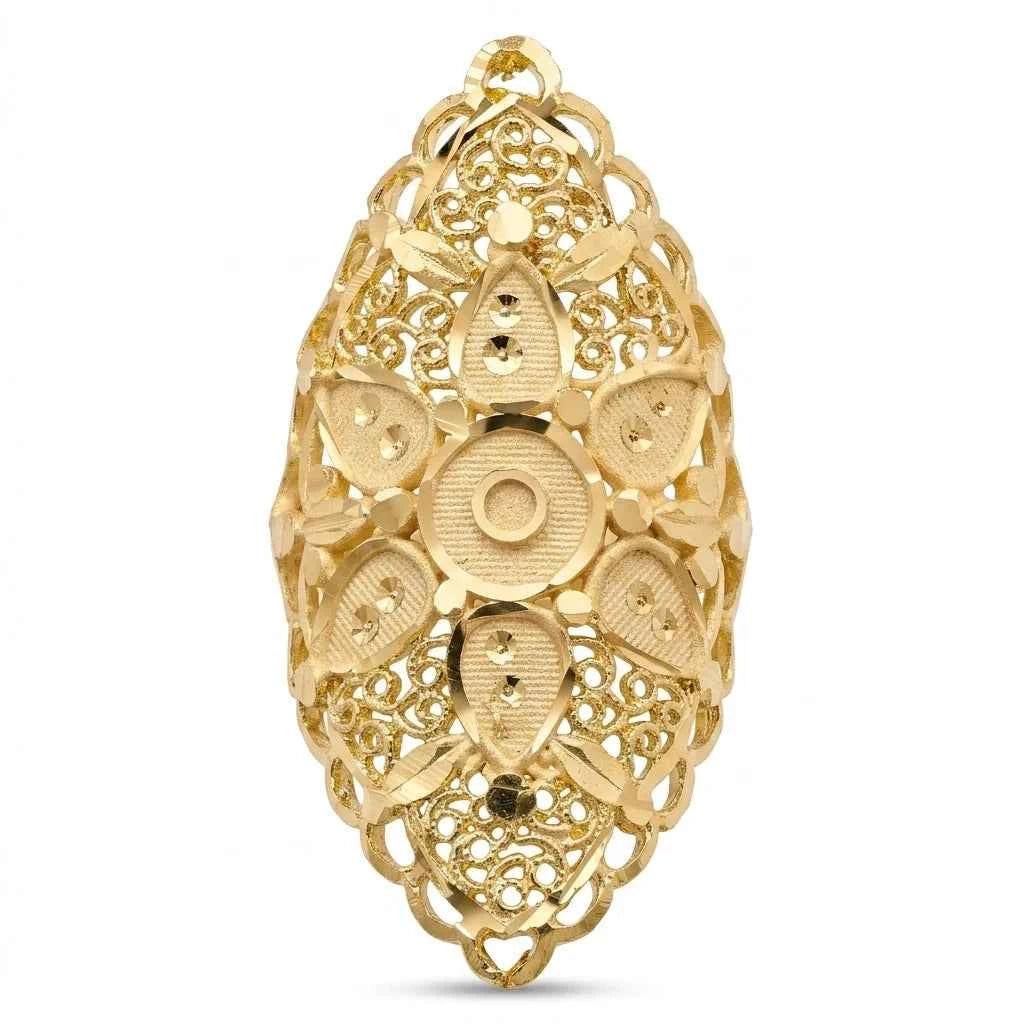 premium gold plated floral filigree statement ring for women | adjustable designer ring