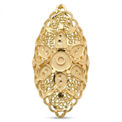Premium Gold Plated Floral Filigree Statement Ring for Women | Adjustable Designer Ring