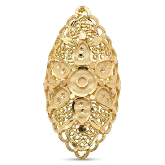 Premium Gold Plated Floral Filigree Statement Ring for Women | Adjustable Designer Ring - GEHNA OFFICIAL