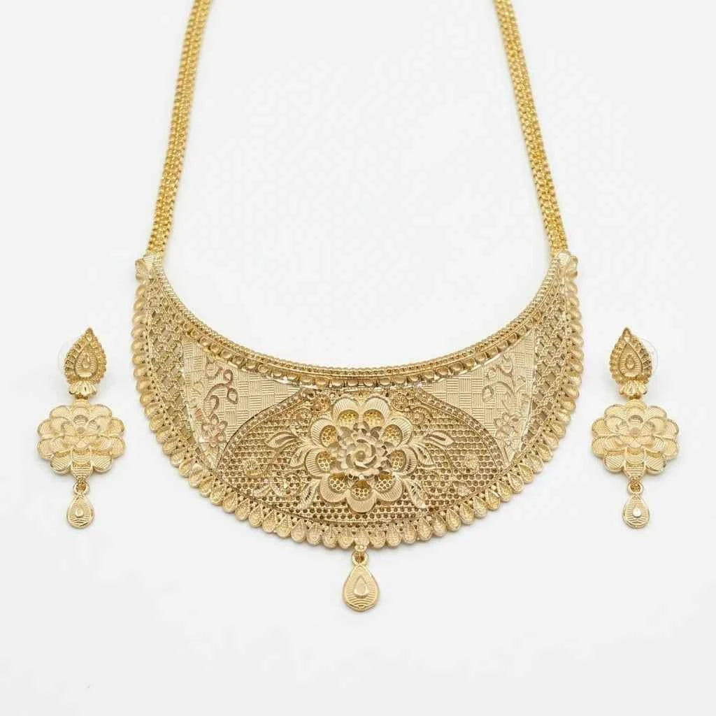Premium Gold Plated Floral Heritage Bridal Necklace Set for Women | Luxury Designer Jewellery - GEHNA OFFICIAL