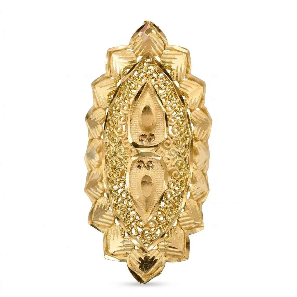 premium gold plated geometric filigree statement ring for women | adjustable designer cocktail ring