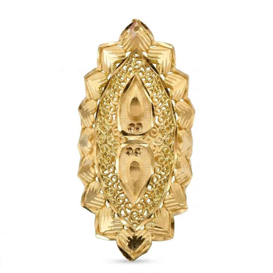 Premium Gold Plated Geometric Filigree Statement Ring for Women | Adjustable Designer Cocktail Ring - GEHNA OFFICIAL