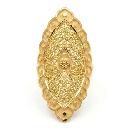 Premium Gold Plated Vintage Filigree Cocktail Ring for Women | Adjustable Designer Statement Ring