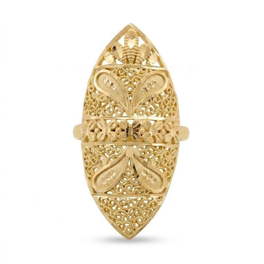 Premium Gold Plated Vintage Floral Statement Ring for Women | Adjustable Designer Cocktail Ring - GEHNA OFFICIAL