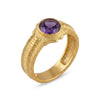 Elegant Purple Stone Ring | Gold Plated Oval Statement Ring for Women