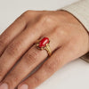 Elevate Your Style with a Gold Plated Red Stone Ring for Women | Timeless Oval Elegance