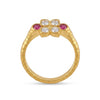 Elegant Floral Gold Plated Ring for Women | Ruby & American Diamond Luxury
